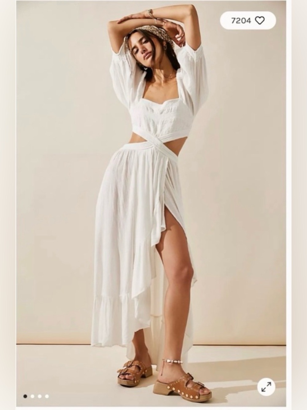 Free People Women’s White Cutout Maxi Dress with Wrap Detail